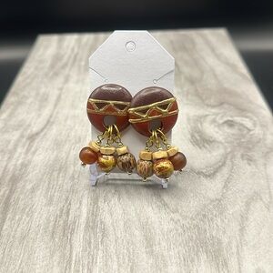 Wooden Circular Beaded Earrings